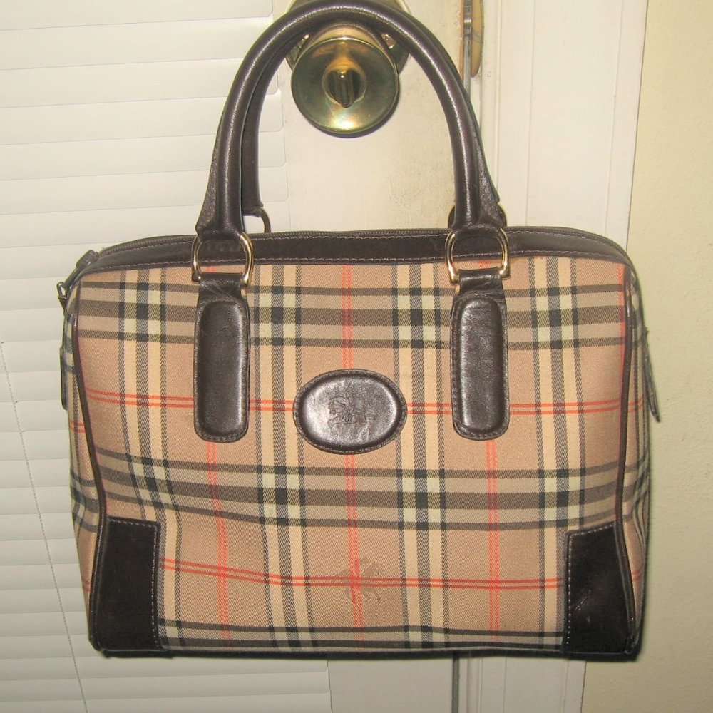 ❤️RARE VINTAGE BURBERRY NOVA CHECK RARE Doctors Bag Speedy Purse +Zipper Pull